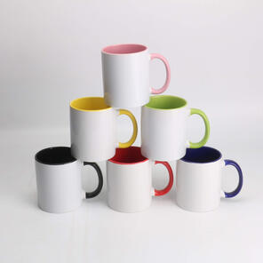Fondo de Color Taza blanca con fondo y asa de color. Capacidad: 11 oz
